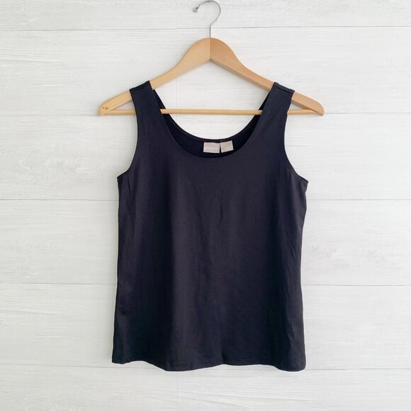 Chico’s - Black sleeveless microfiber cami shell tank top, sz 1 M - Picture 1 of 4